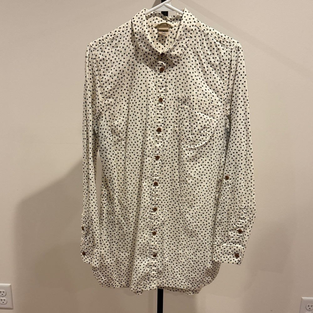 Duluth Trading Artisan Hemp Tunic, Medium, cream and black